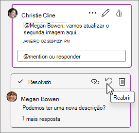 Botão Reabrir mensagem resolvida