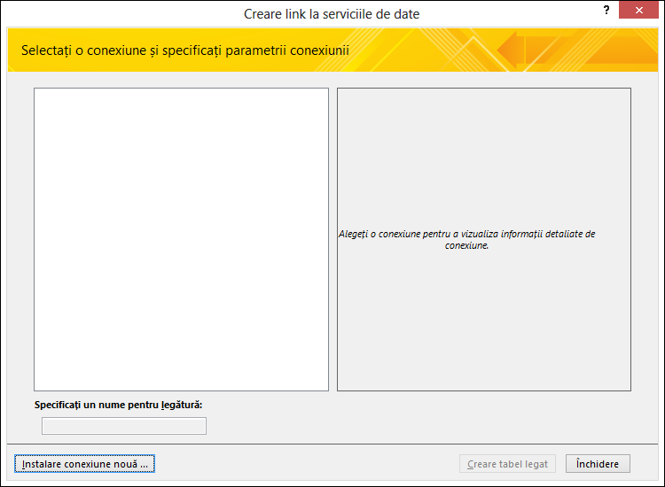 Instalarea unei conexiuni de date serviciu Web