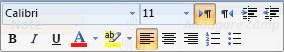 Mini toolbar