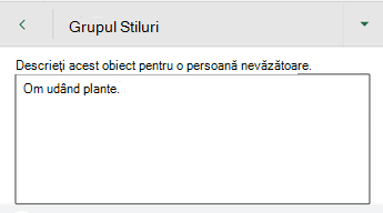 Caseta de dialog Text alternativ din Excel pentru Android.