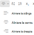 Meniul Aliniere din Outlook pe web.