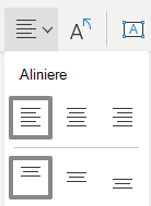 Meniul Aliniere text din Visio pentru web Aliniere la stânga selectată.