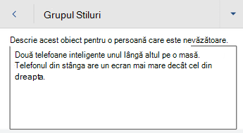 Caseta de dialog Text alternativ din Word pentru Android.