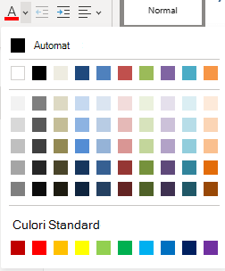Meniul Culoare font din OneNote pentru web.
