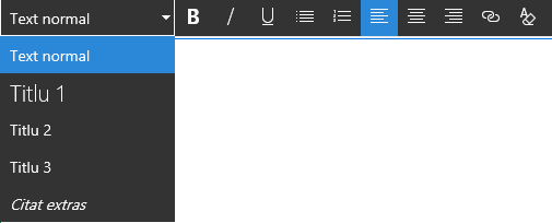 Captură de ecran cu zona de editare din Editorul de text îmbogățit din SharePoint.