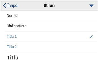 Comanda Stiluri, cu Titlu 1 selectat