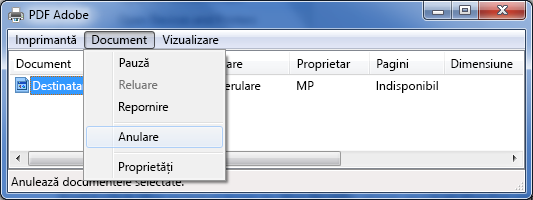 În meniul Document, faceți clic pe Anulare.