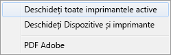 Selectați Deschideți toate imprimantele active.