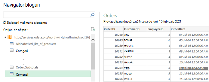 Previewing a related table in Navigator