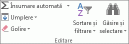 Grupul Editare din fila Pornire