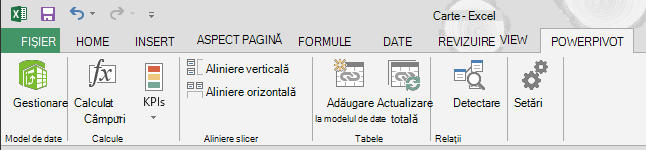 Fila PowerPivot din panglică