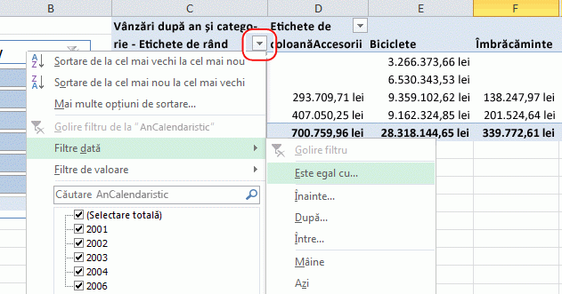 Filtre de dată