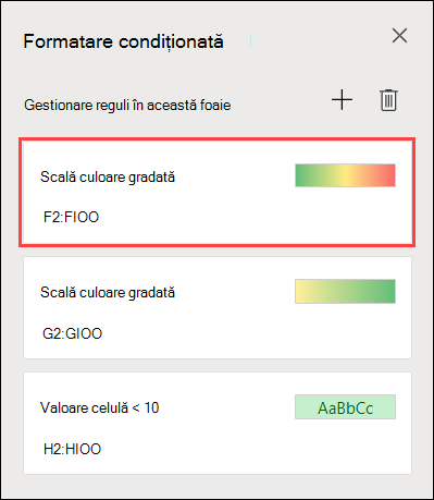 Formatare scală cu trei culori