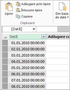 Tabel de date în Power Pivot