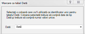 Caseta de dialog Marcare ca tabel Dată