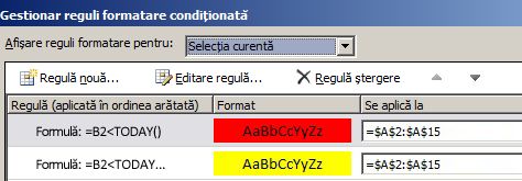 Reguli de formatare condiționată