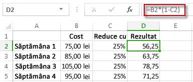 Rezultate pentru procent în coloana D