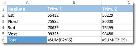 Formule vizibile într-o foaie de lucru Excel