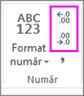 măriți sau micșorați numărul de zecimale la formatarea numerelor