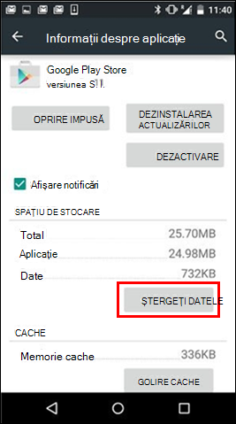 Butonul de golire date