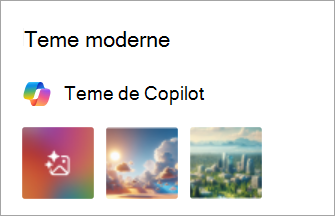 Captură de ecran afișând temele de la Copilot în noile setări Outlook
