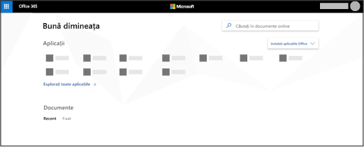 Pagina de pornire Office 365