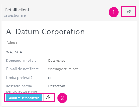 În fișa Detalii client puteți fixa sau semnaliza clientul.