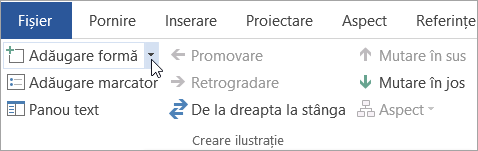 Butonul Adăugare formă din grupul Creare ilustrație