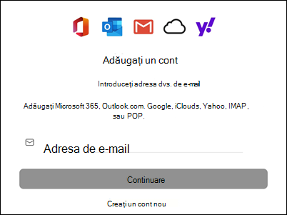 Adăugarea contului la Outlook pentru Mac