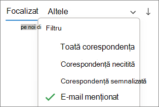 Filtrarea la corespondența menționată în Outlook pentru Windows