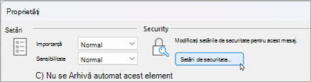 Selectați Setări de securitate