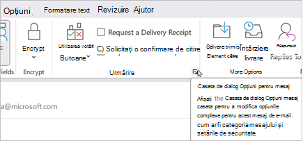 Dintr-un e-mail nou, selectați Opțiuni > Opțiuni pentru mesaj