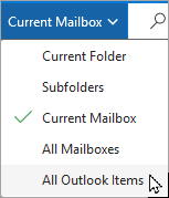 Utilizați meniul vertical pentru a selecta o altă cutie poștală sau un alt subfolder.