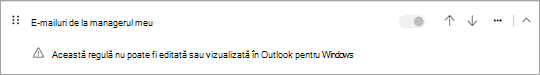 O regulă cu condiții sau acțiuni de partea clientului nu poate fi vizualizată sau editată.