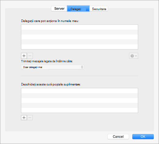 Delegates settings in account advanced settings