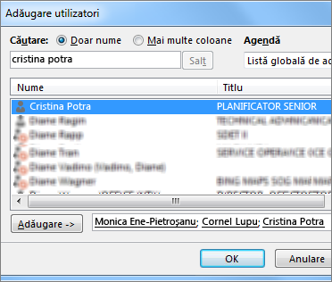 Adăugarea utilizatorilor la un nivel de permisiune
