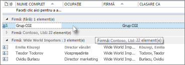 Faceți dublu clic pe grupul de persoane de contact