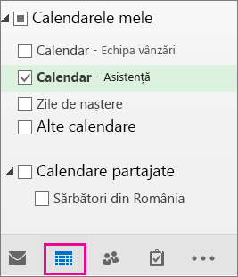 Alegeți vizualizarea calendar