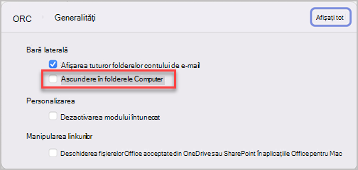 Panoul Preferințe