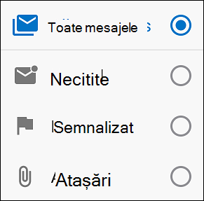 Selectați modul în care doriți să filtrați mesajele