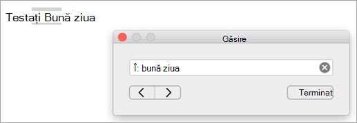Afișează rezultatele căutării în caseta de dialog Găsire și prima instanță a termenului de căutare evidențiată în elementul Outlook