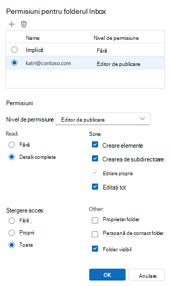 Permisiuni pentru folder