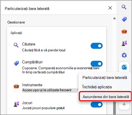 Eliminați Outlook din bara laterală Microsoft Edge.