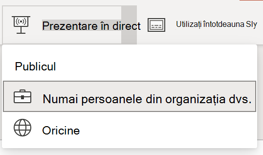 Audience selection for Live Presentation