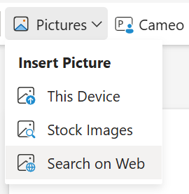 Inserarea de imagini din Căutare pe web în PowerPoint pentru web