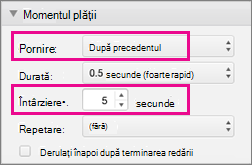 Display bullet points automatically by setting timing to After previous and specifying a delay