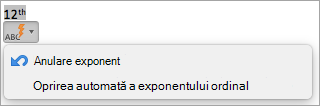 Afișează opțiunea de a opri automat exponentul ordinalilor ordinali