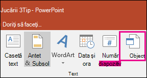 object selection on insert tab