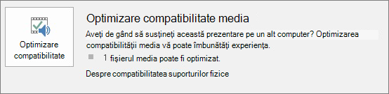 Captură de ecran a butonului de optimizare compatibilitate din PowerPoint.
