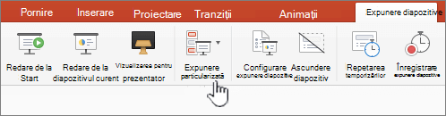 Butonul Redare expunere particularizată